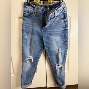 Express Women's 90s Skinny High Rise Distressed Jeans Size 8/Small Light‎ Wash